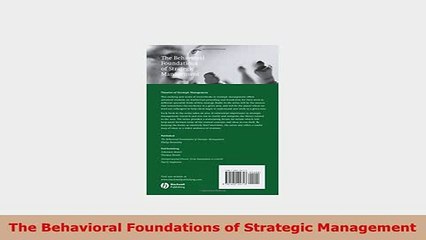 PDF  The Behavioral Foundations of Strategic Management PDF Online