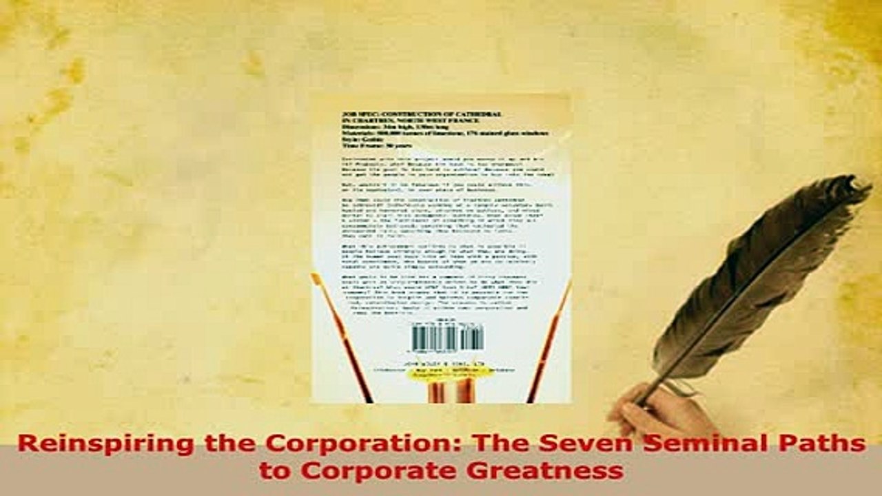 PDF  Reinspiring the Corporation The Seven Seminal Paths to Corporate Greatness Download Online