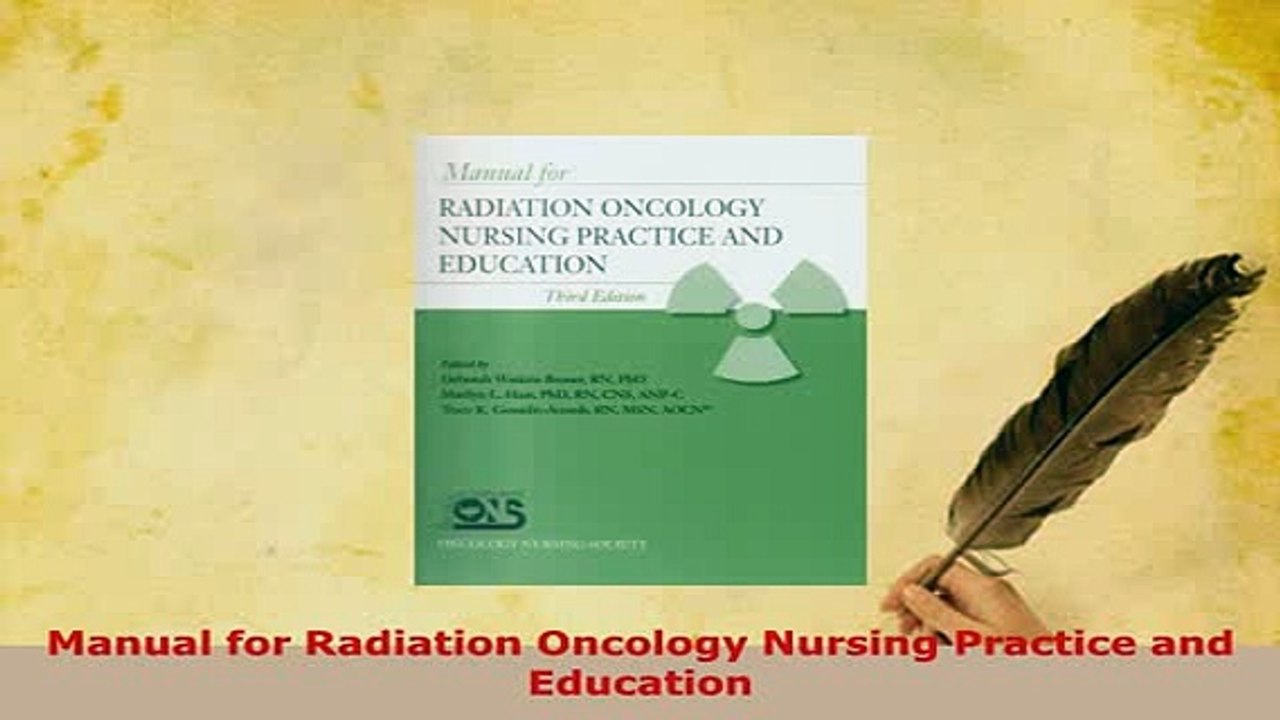 PDF  Manual for Radiation Oncology Nursing Practice and Education PDF Book Free