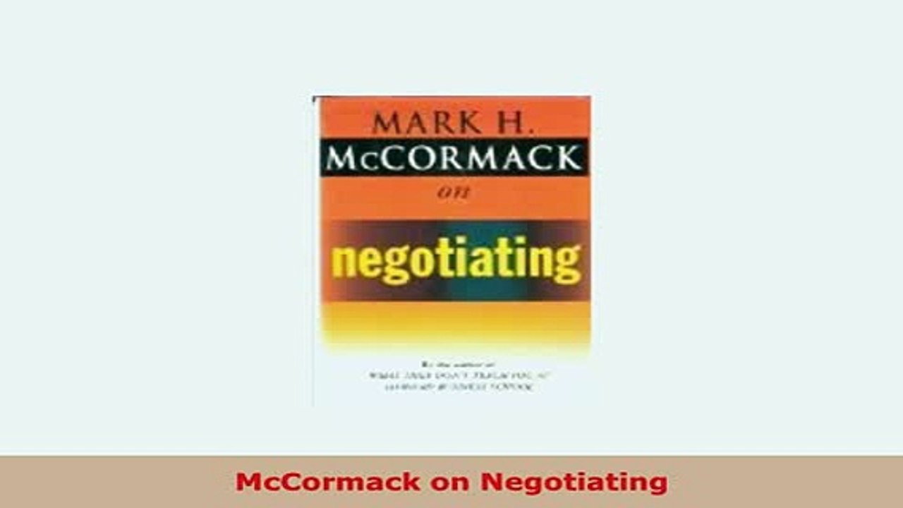 Download  McCormack on Negotiating Download Online