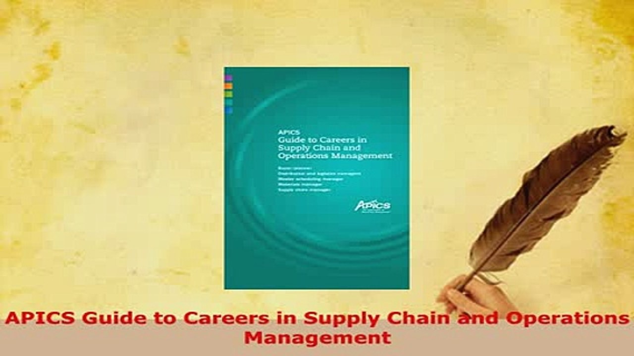 PDF  APICS Guide to Careers in Supply Chain and Operations Management PDF Book Free
