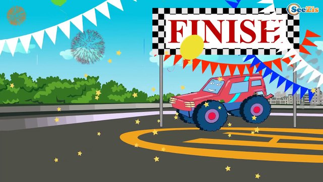 Мультики про Машинки. Все серии подряд - Монстр Трак. Гонки с препятствиями. Тики Таки