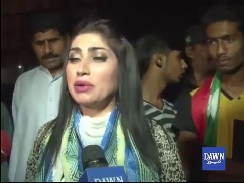 Qandeel Baloch outside PTI jalsa in Lahore