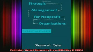 READ THE NEW BOOK   Strategic Management for Nonprofit Organizations Theory and Cases  FREE BOOOK ONLINE