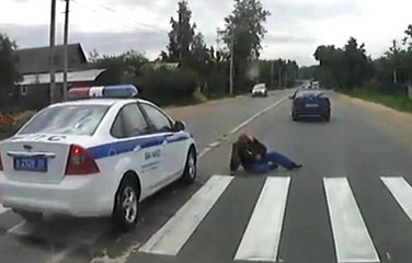 Cop Hits a Pedestrian Using The Crosswalk