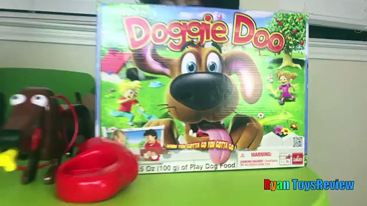 DOGGIE DOO Dog Pooping family fun game for kids Egg Surprise Toys Ryan ToysReview