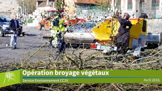 Operation de broyage de vegetaux pour faire du paillis (CC2V  Oise)
