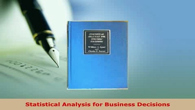 PDF Statistical Analysis for Business Decisions Ebook
