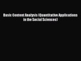 Book Basic Content Analysis (Quantitative Applications in the Social Sciences) Full Ebook