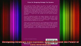 FAVORIT BOOK   Designing Strategic Cost Systems How to Unleash the Power of Cost Information  FREE BOOOK ONLINE