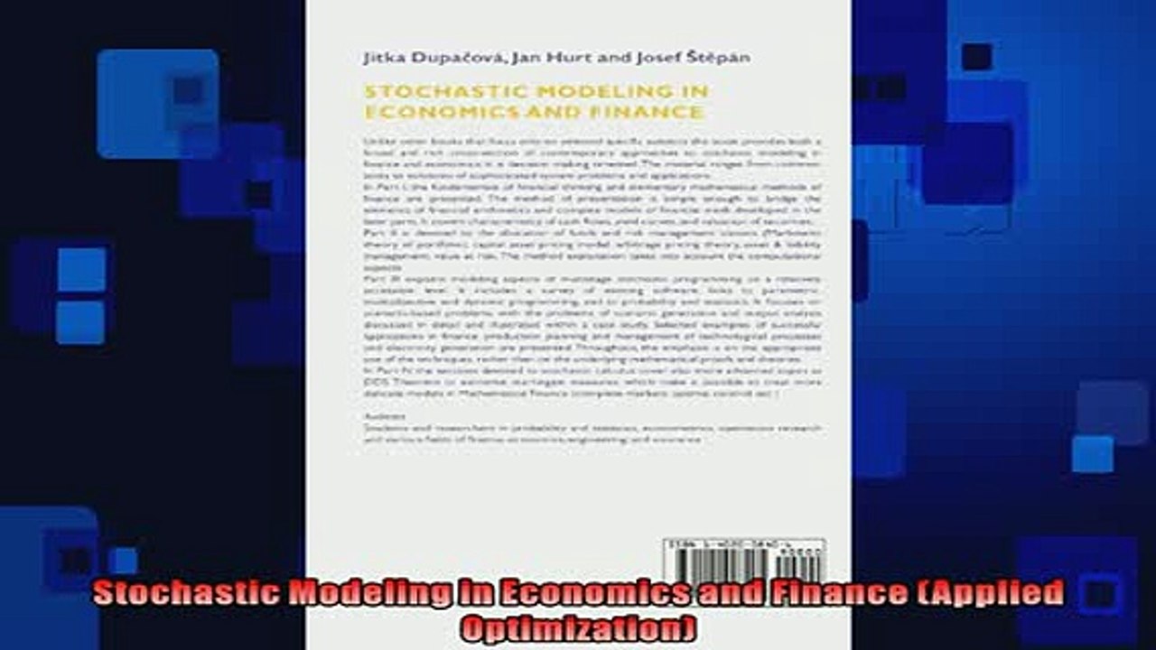 READ book  Stochastic Modeling in Economics and Finance Applied Optimization  FREE BOOOK ONLINE