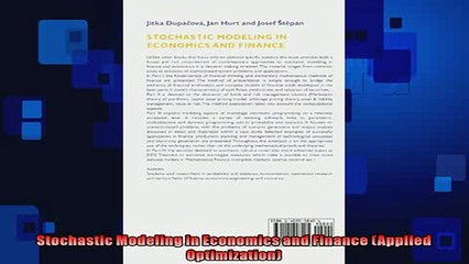 READ book  Stochastic Modeling in Economics and Finance Applied Optimization  FREE BOOOK ONLINE