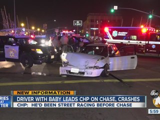 CHP says driver who crashed was street racing before chase