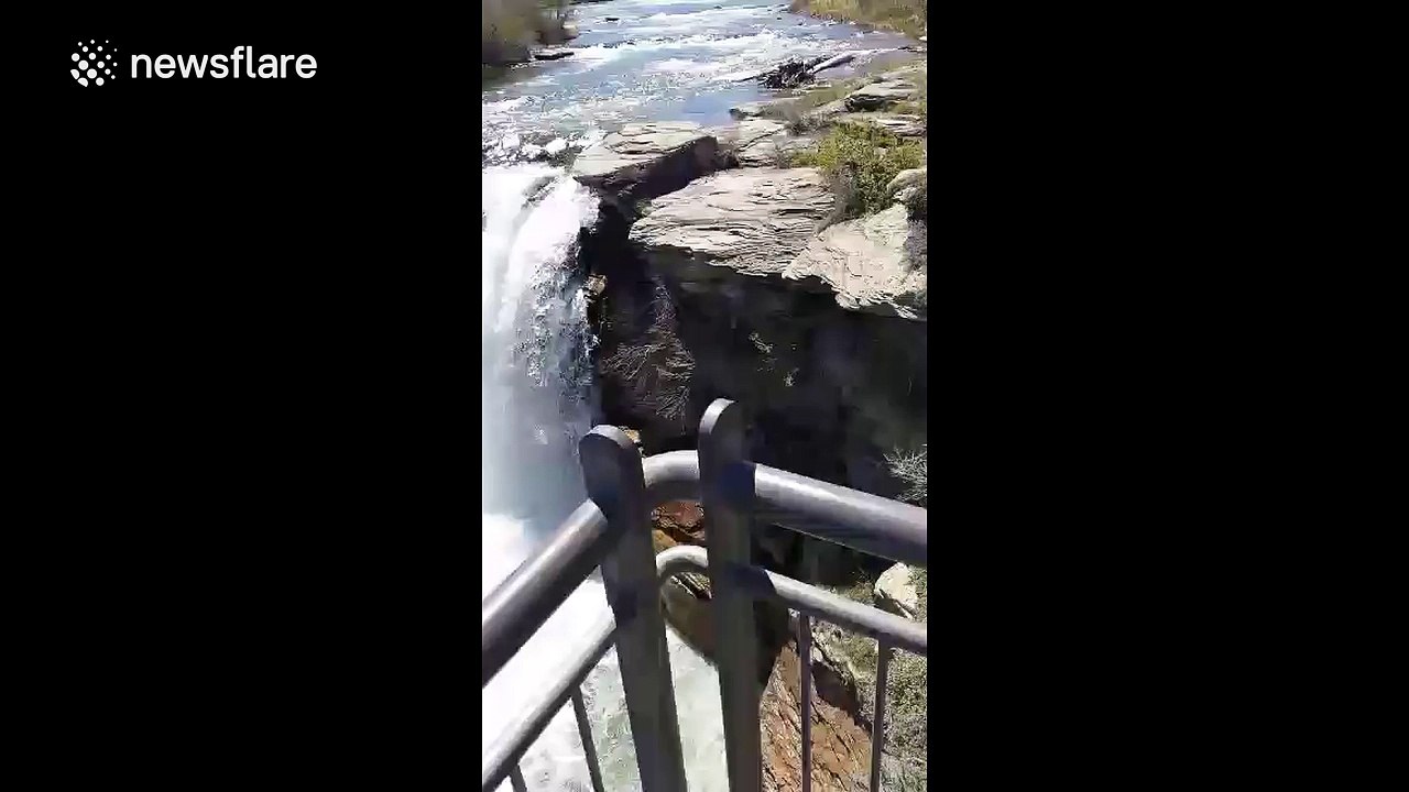 Daredevil jumps off massive waterfall