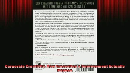 READ THE NEW BOOK   Corporate Creativity How Innovation  Improvement Actually Happen  FREE BOOOK ONLINE