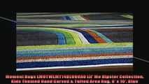 Varies  Momeni Rugs LMOTWLMT14BLU80A0 Lil Mo Hipster Collection Kids Themed Hand Carved  Tufted