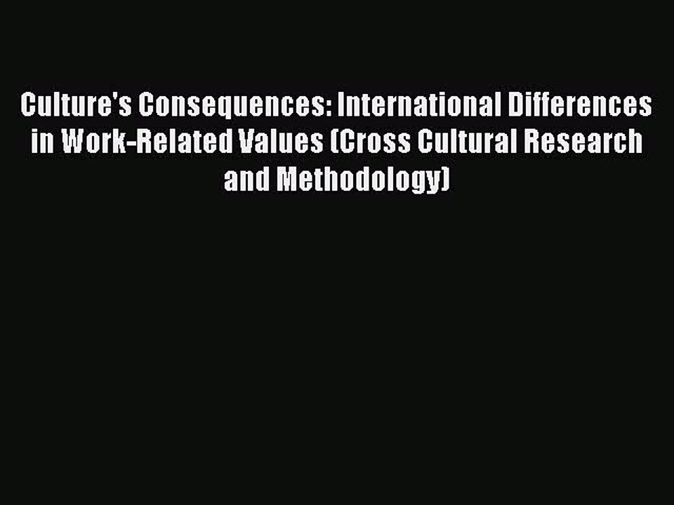 Download Culture's Consequences: International Differences in Work-Related Values (Cross Cultural