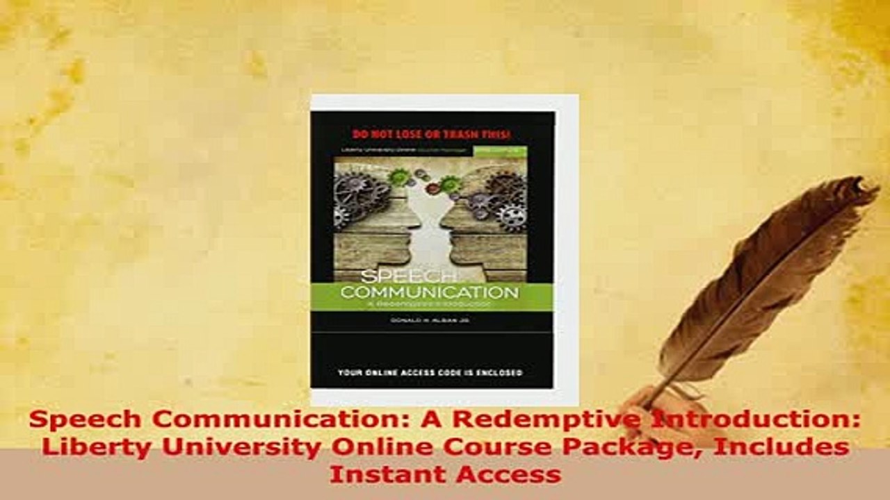 PDF  Speech Communication A Redemptive Introduction Liberty University Online Course Package Read Full Ebook