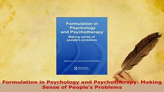 Download  Formulation in Psychology and Psychotherapy Making Sense of Peoples Problems PDF Full Ebook