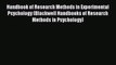 Read Handbook of Research Methods in Experimental Psychology (Blackwell Handbooks of Research