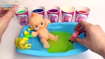 Baby Doll Colours Slime Bath Time For Children Kids Baby Peppa Pig Clay Slime Learn Colors