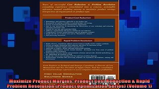 EBOOK ONLINE  Maximize Product Margins Product Cost Reduction  Rapid Problem Resolution Product  FREE BOOOK ONLINE
