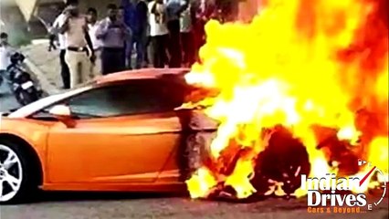 Lamborghini Gallardo In Flames In Delhi, India  Car Accidents 2015