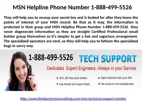 MSN Helpline Phone Number 1 888-499-5526