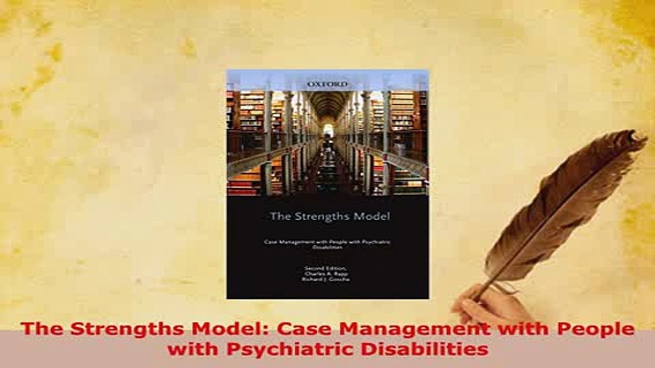 PDF  The Strengths Model Case Management with People with Psychiatric Disabilities Download Online