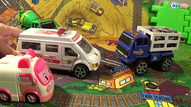 Мультики про Машинки. Скорая Помощь лечит Бетономешалку и Экскаватор - Тики Таки