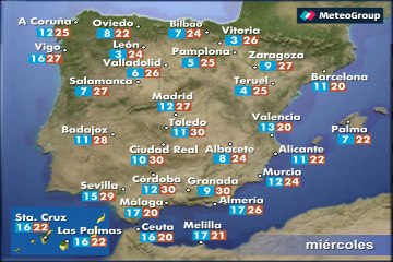 Previsión del tiempo para este miércoles 4 de mayo