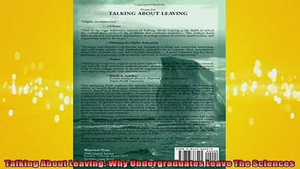 READ book  Talking About Leaving Why Undergraduates Leave The Sciences Full Free