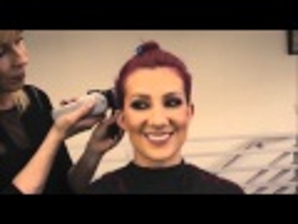 Long hair shaved to a pixie cut