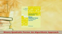 Download  Binary Quadratic Forms An Algorithmic Approach Free Books