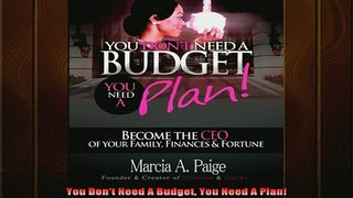 READ book  You Dont Need A Budget You Need A Plan Full Free