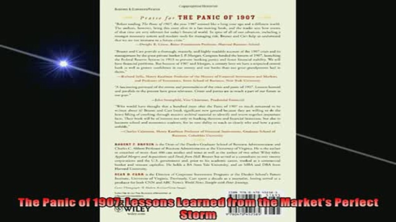 Free PDF Downlaod  The Panic of 1907 Lessons Learned from the Markets Perfect Storm  BOOK ONLINE