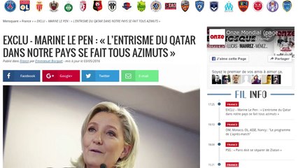 Marine Le Pen tacle le PSG version qatarie