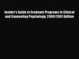 Book Insider's Guide to Graduate Programs in Clinical and Counseling Psychology: 2000/2001