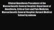 Book Clinical Anesthesia Procedures of the Massachusetts General Hospital: Department of Anesthesia