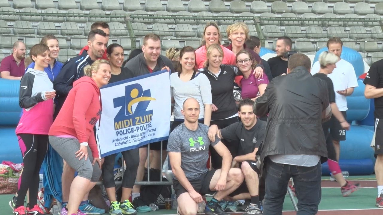 Course relais de solidarité au stade Roi Baudouin pour les policiers blessés lors des attentats