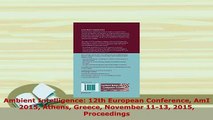 Download  Ambient Intelligence 12th European Conference AmI 2015 Athens Greece November 1113 2015  Read Online