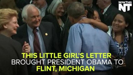 President Obama Meets With Young Girl In Flint, Michigan