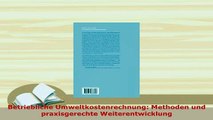 PDF  Betriebliche Umweltkostenrechnung Methoden und praxisgerechte Weiterentwicklung Free Books
