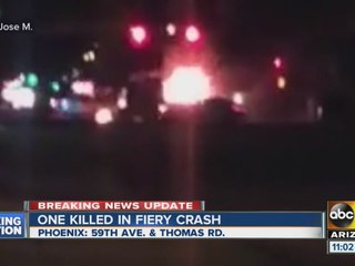 One killed in fiery crash at intersection