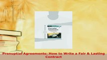 Download  Prenuptial Agreements How to Write a Fair  Lasting Contract  EBook