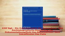 PDF  630f Bgb  Die Dokumentation Der Behandlung Eine Rechtsdogmatische Einordnung Der  EBook