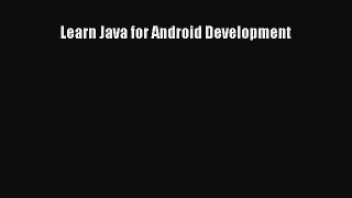 Book Learn Java for Android Development Full Ebook