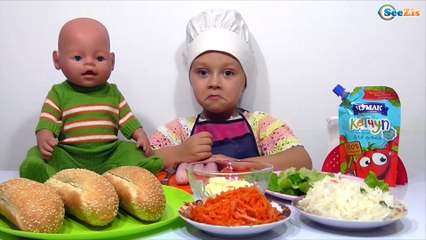 ✔ Беби Борн и Ярослава готовят полезные Хот-доги для малыша / Doll Baby Born with Cook Yaroslava ✔
