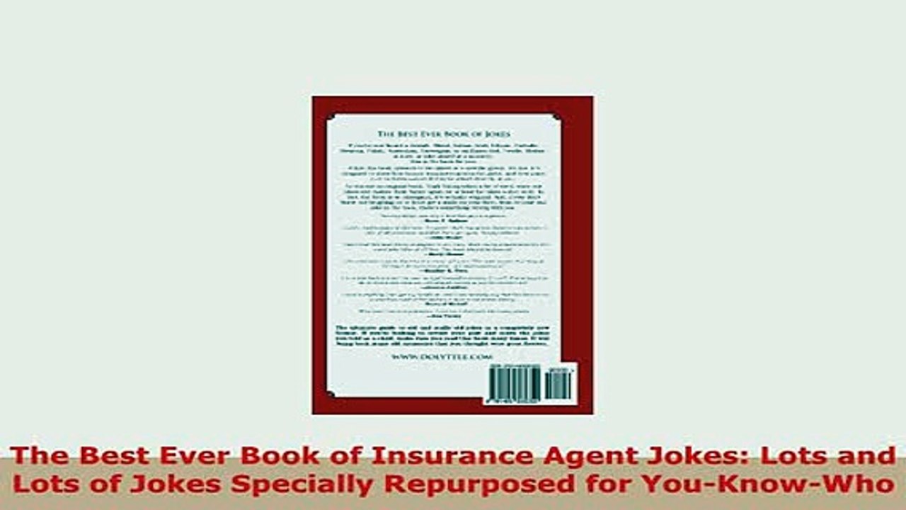 PDF  The Best Ever Book of Insurance Agent Jokes Lots and Lots of Jokes Specially Repurposed Read Full Ebook