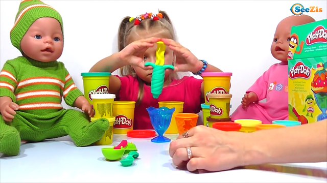 ✔ Кукла Беби Борн и Ярослава из Плей До делают мороженое / Doll Baby Born Play Doh Ice-Cream ✔